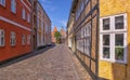 Street in medieval city of Ribe, Denmark Royalty Free Stock Photo