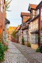 Street with Medieval old brick buildings. Luneburg. Germany Royalty Free Stock Photo