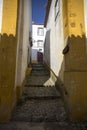 Street in the medieval town of Ãâbidos in Portugal. Royalty Free Stock Photo