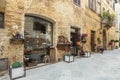 Street in the medieval village of Pienza in Italy