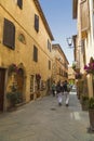 Street in the medieval village of Pienza in Italy,