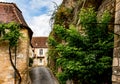 Street of the medieval village of Saint Cyprien, in the Dordogne (France)