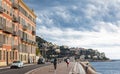 Street beside Mediterranean coast at Nice, France