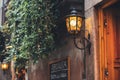 Street metal lamp, vintage old-city mood Royalty Free Stock Photo