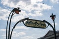 Street Metropolitan sign of Metropolitan subway in Paris