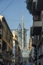 Street of Milan, Italy, with Unicredit tower