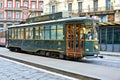 street of Milan with tram