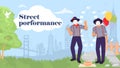 Street mime comedian performance landing page design template Royalty Free Stock Photo