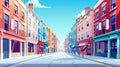 Street modern illustration of a cartoon city street isolated on a white background. Mayfair district in London Royalty Free Stock Photo