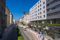 Street with Modern Office Buildings in historical center of Maribor, Lower Styria, Slovenia Royalty Free Stock Photo