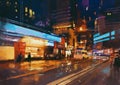 Street in modern urban city at night