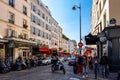 Street of Montmartre district in Paris, France