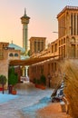 Street with mosque in Old Dubai Royalty Free Stock Photo