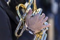 Street music band performing at a outdoor festival Royalty Free Stock Photo