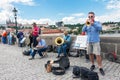 Street music band performing in Prague Royalty Free Stock Photo