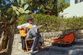 Street Musician (Busker), Pollensa, Mallorca Royalty Free Stock Photo