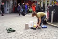 Street musician creates music from basics