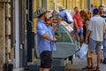 Street musician, electric violin player, playing for tourists in Nice, France Royalty Free Stock Photo