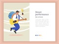 Street musician. Man band. Street performance. Vector illustration.