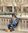 The street musician, Paris, France. Royalty Free Stock Photo