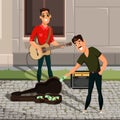 Street musician performance flat illustration