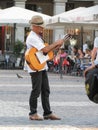 Street musician playing guitar on Plaza Mayor, Madrid Royalty Free Stock Photo