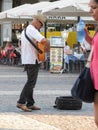 Street musician playing guitar on Plaza Mayor, Madrid Royalty Free Stock Photo