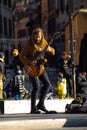 Street musician playing guitar in Rome, Italy Royalty Free Stock Photo