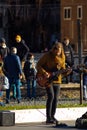 Street musician playing guitar in Rome, Italy Royalty Free Stock Photo