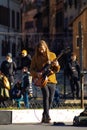 Street musician playing guitar in Rome, Italy Royalty Free Stock Photo