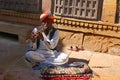 Street musicians begging in Jaisalmer fortress Rajasthan state India