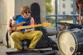 Street musicians in the center of city. Krakow is visited by over 8 million tourists a year Royalty Free Stock Photo