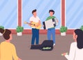 Street musicians flat color vector illustration Royalty Free Stock Photo