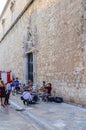 Street musicians perform on the main street of the Old City Stradun in the city of Dubrovnik, Croatia, Europe