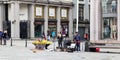 Street musicians performing in downtown Bergen, Norway