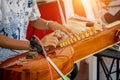 Street musicians play authentic Asian musical instruments