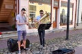 Street musicians in Parnu, estonia