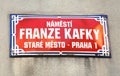 Street name of Kafky also called Franz Kafka in Prague Europe Royalty Free Stock Photo