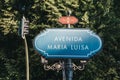 Street name sign on Avenida Maria Luisa street in Seville, Spain