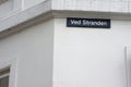 Street name sign of Ved Stranden in Copenhagen, Denmark Royalty Free Stock Photo