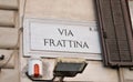 Street name sign of Via Frattina, Rome, Italy Royalty Free Stock Photo