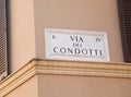 street name Via dei Condotti in Rome