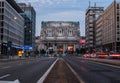 Street near central station of milano with traffic at night