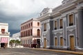 Street near City Hall in Jose Marti Park in Cienfuegos, Cuba. Royalty Free Stock Photo