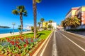 Street near the harbor in the city of Porec town on Adriatic sea.