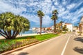 Street near the harbor in the city of Porec town on Adriatic sea