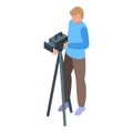 Street news cameraman icon isometric vector. Staff device