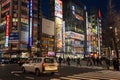 Street of the night Asian city. Tokyo, Japan, 04/04/2017