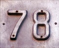 Street number iron sign with number 78