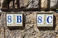 Street numbers of an italian village